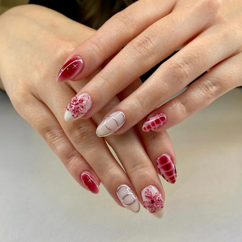 Künstlerisch floral geprägt Press-On Nagelset 1790738683