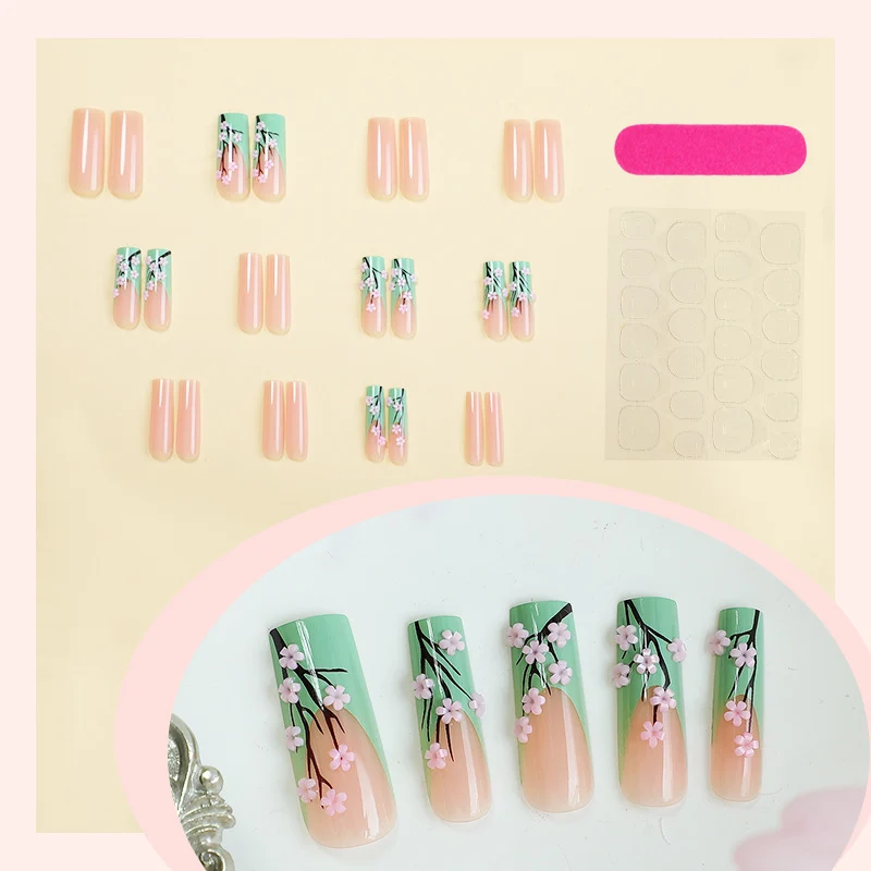 Künstlerisches Floral Art Press-On Nagelset