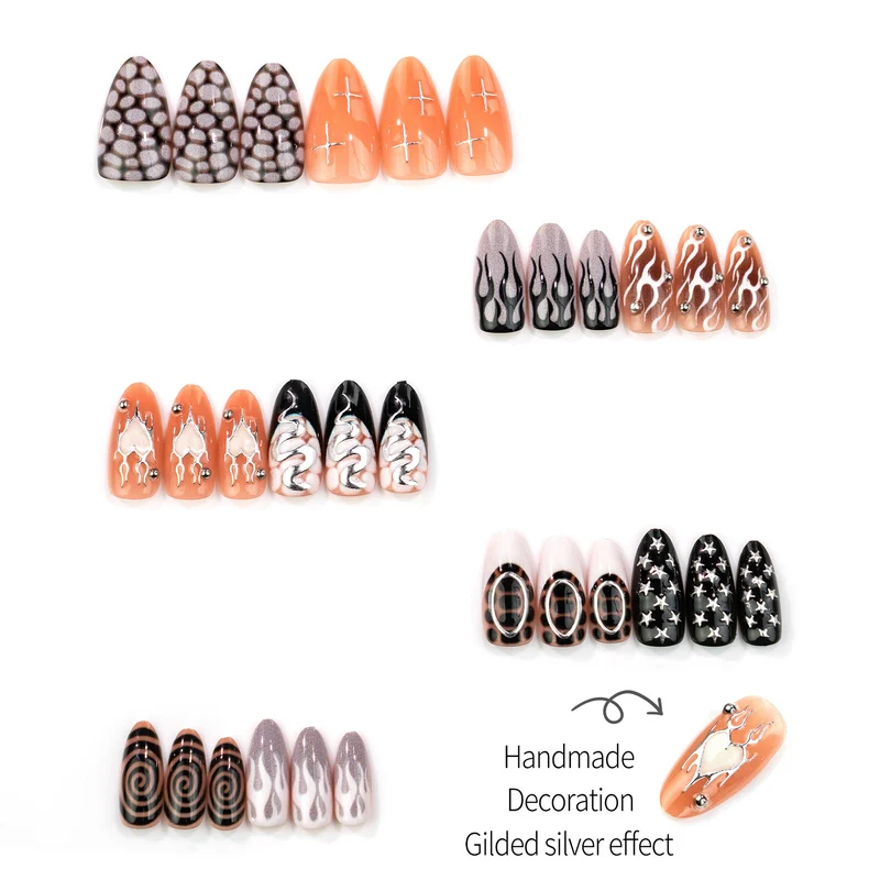 Künstlerisches Flame-Design Press-On Nagelset