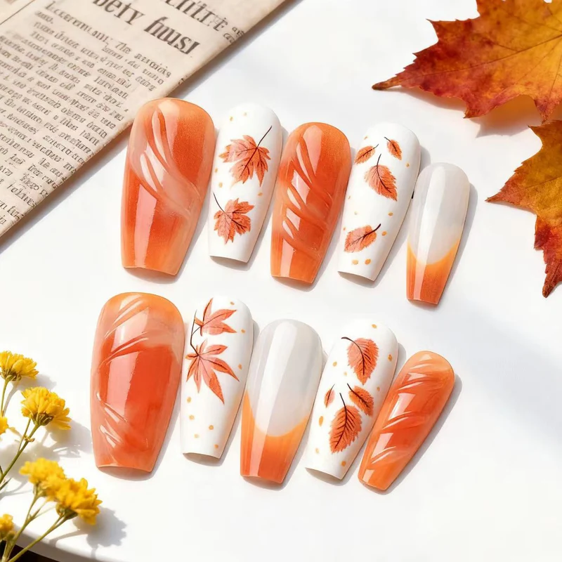 Künstlerische Herbst-Themen Press-On Nägel