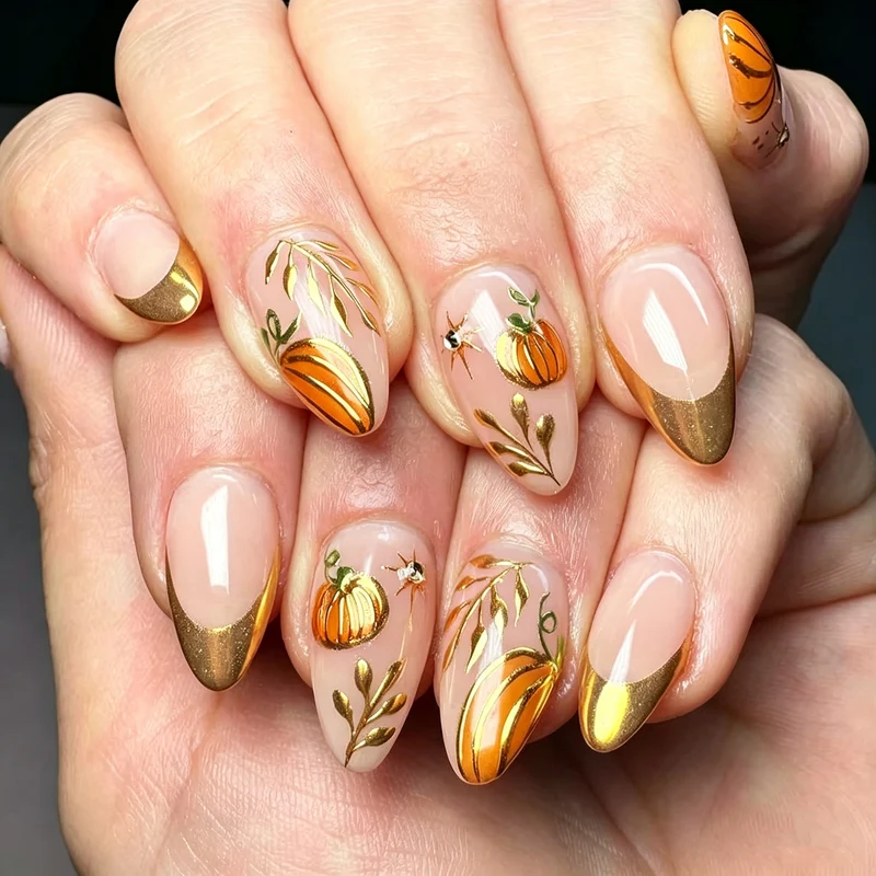 Künstlerisches Herbst-Themen Press-On Nagelkunst Set