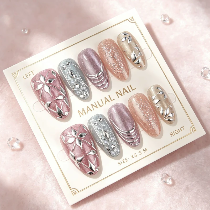 Künstlerisches verziertes Press-On-Nagelset