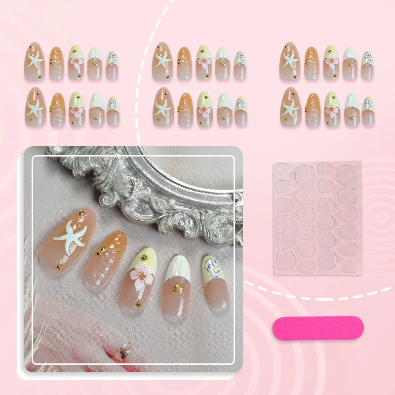 Dekoratives strandthemen Press-On Nagelset