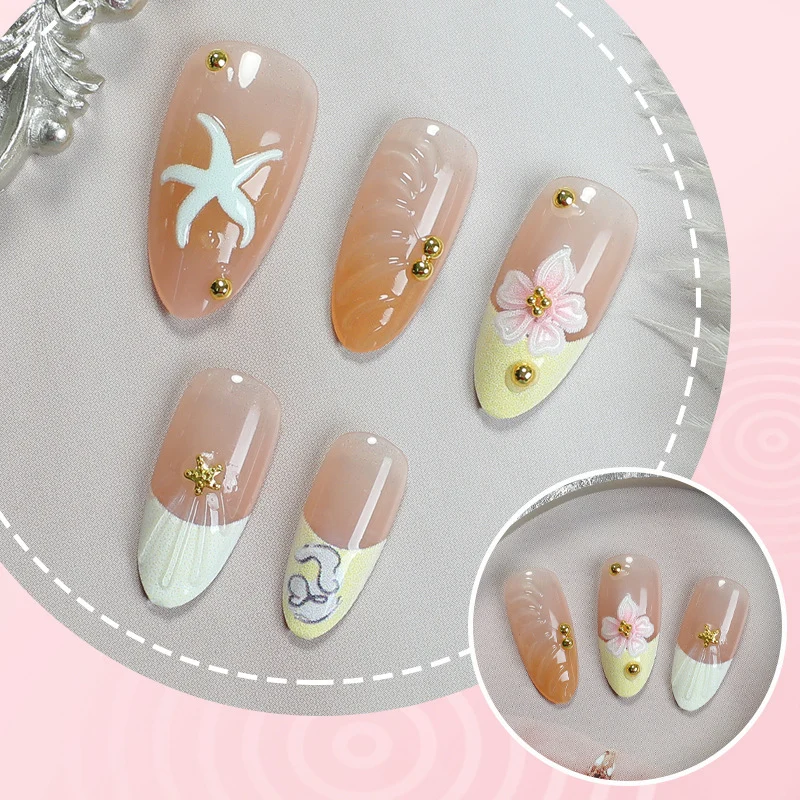 Dekoratives strandthemen Press-On Nagelset