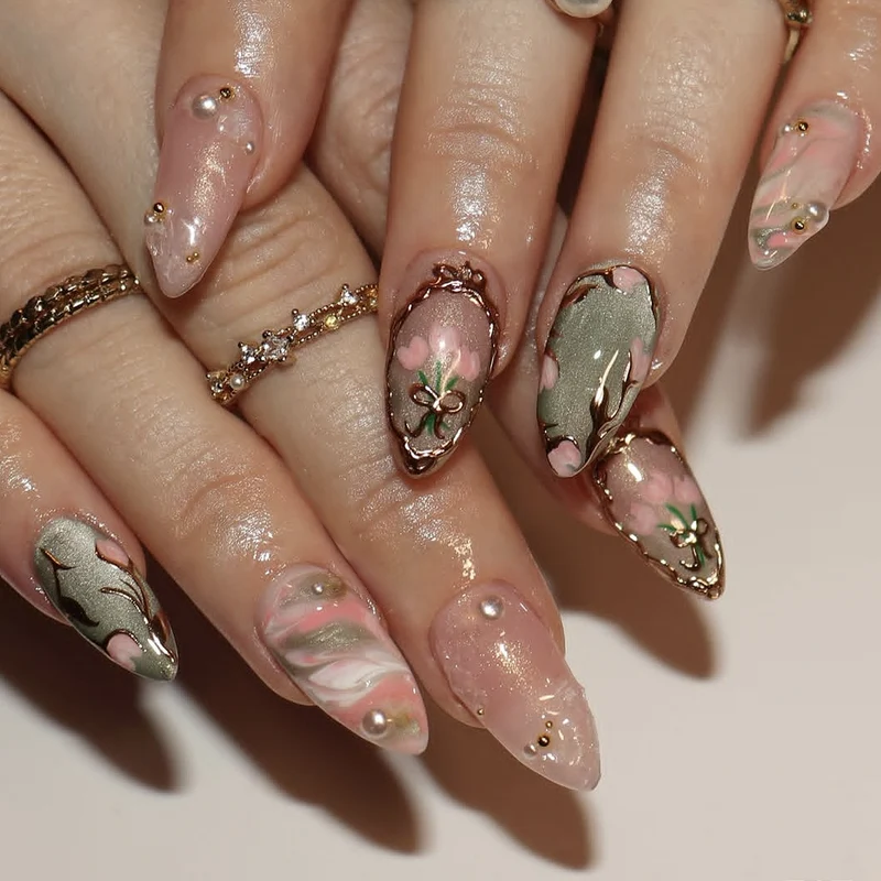 Dekoratives Künstlerisches Press-On Nagelset