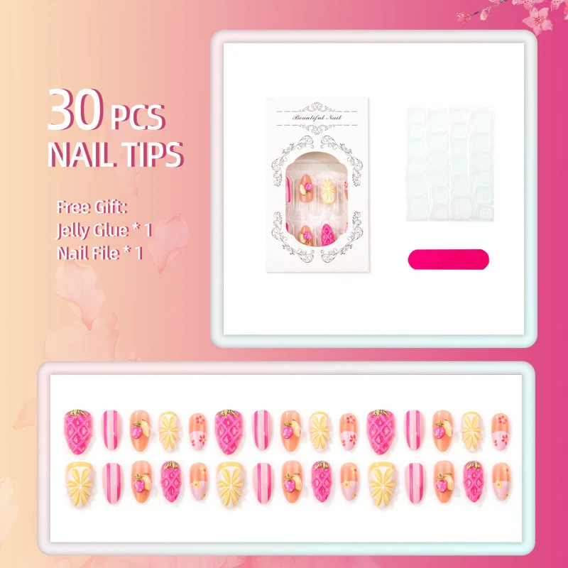 Kreatives von Früchten inspiriertes Press-On Nagelkunstset