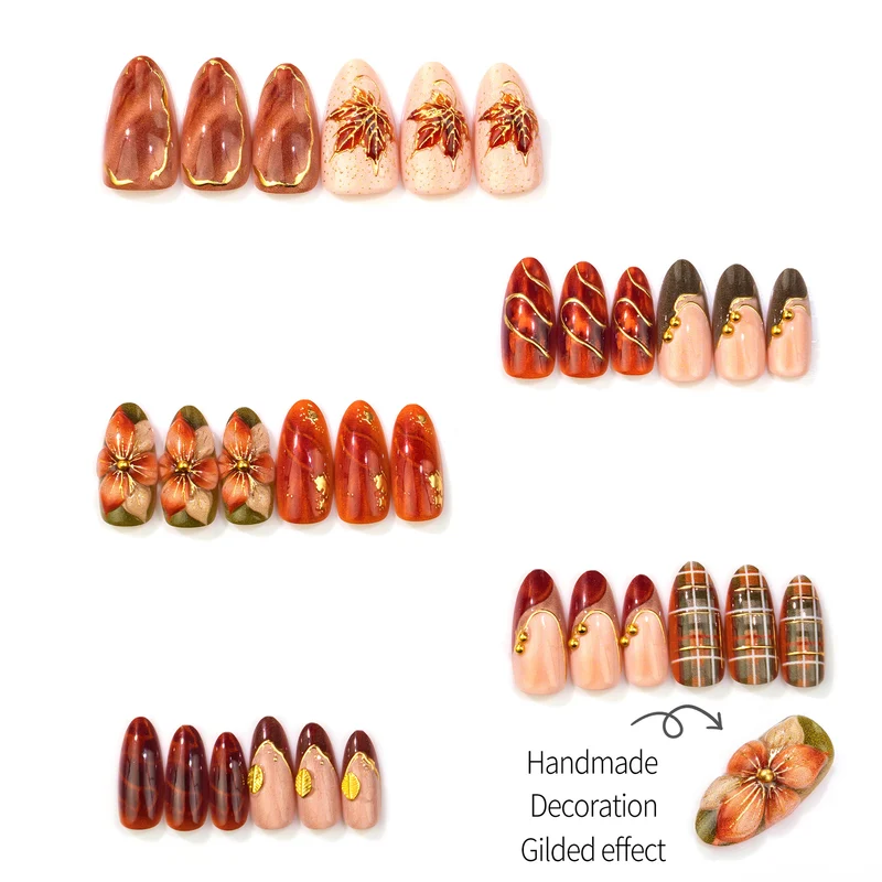 Herbst-inspiriertes manuelles Nail Art Set