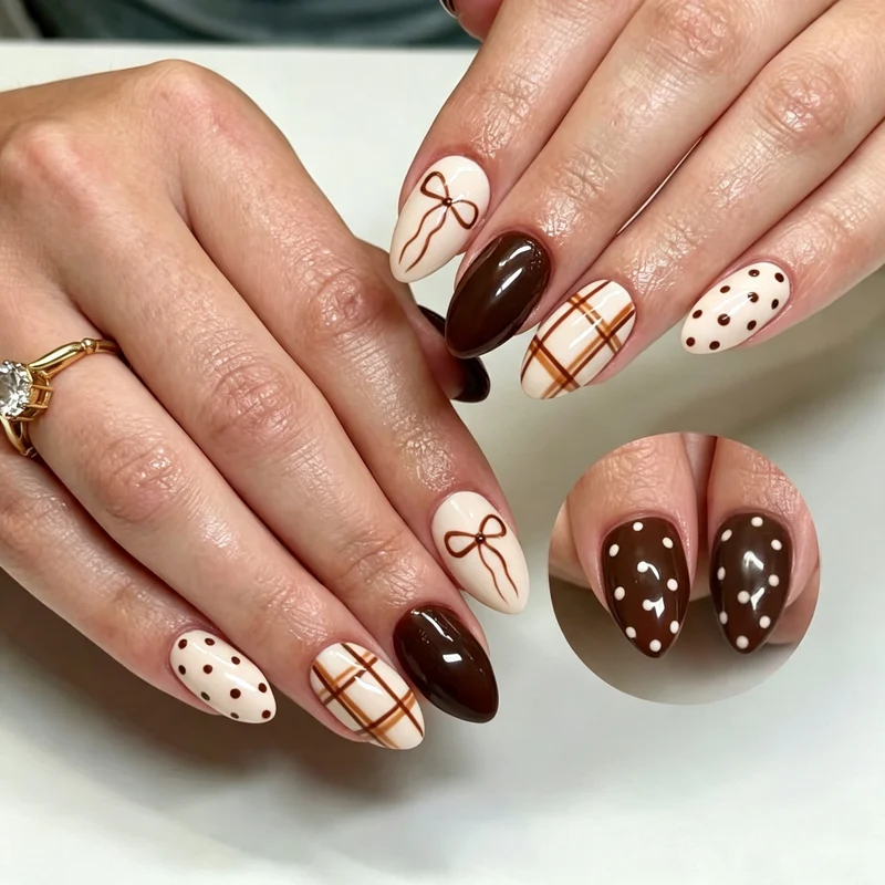 Künstlerisches herbstliches Press-On Nagelset