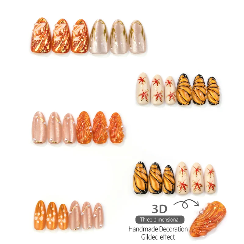 Künstlerisches herbstliches manuelles Nageldesign-Set