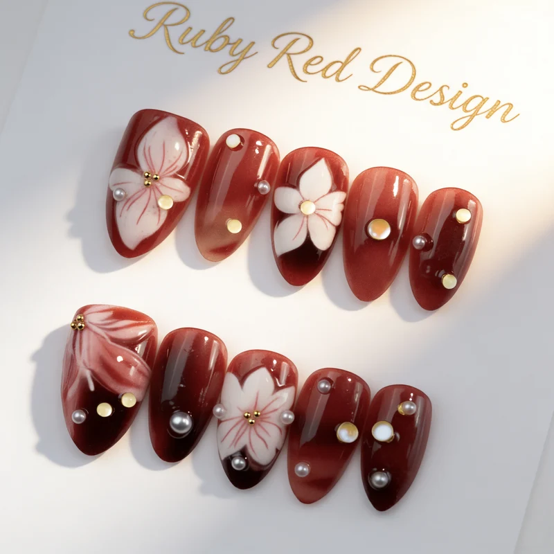 Künstlerisches Acryl Press-On Nageldesign