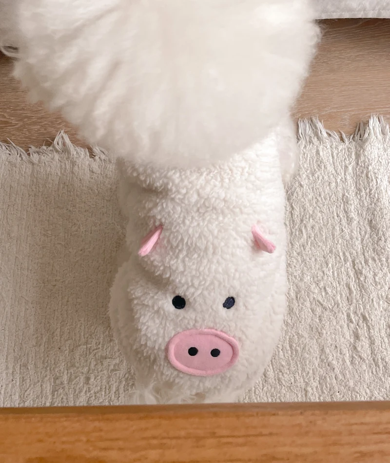 Plüsch-Schweinegesicht Fleecegefütterte Hausschuhe