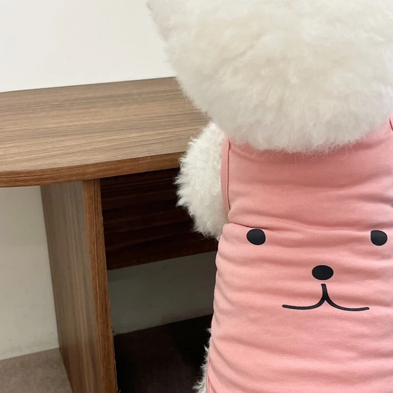 Kleine Hund Baumwolle ärmelloses Tanktop mit minimalistischem Gesichtsdruck