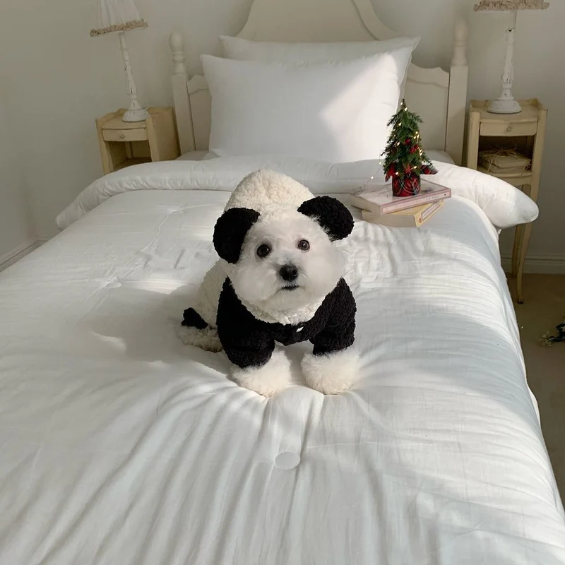 Sherpa-Fleece-Panda-Hoodie-Harness-freundlicher Hundemantel