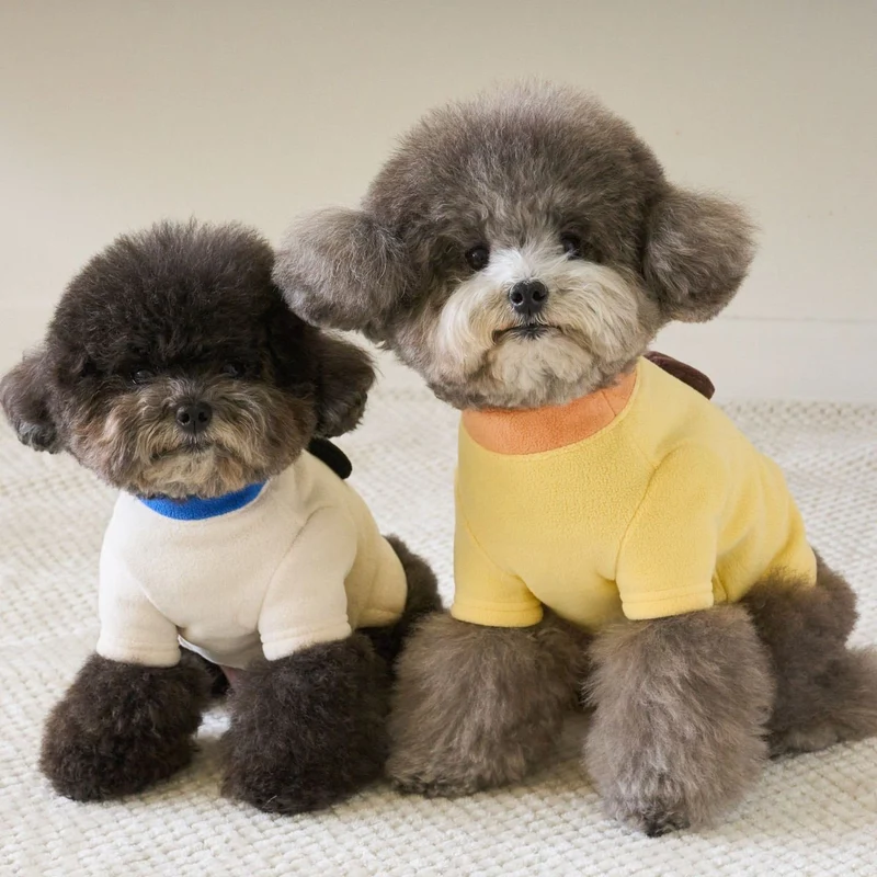 Plüsch-Fleece-Hundepullover mit gesticktem Affenpatch