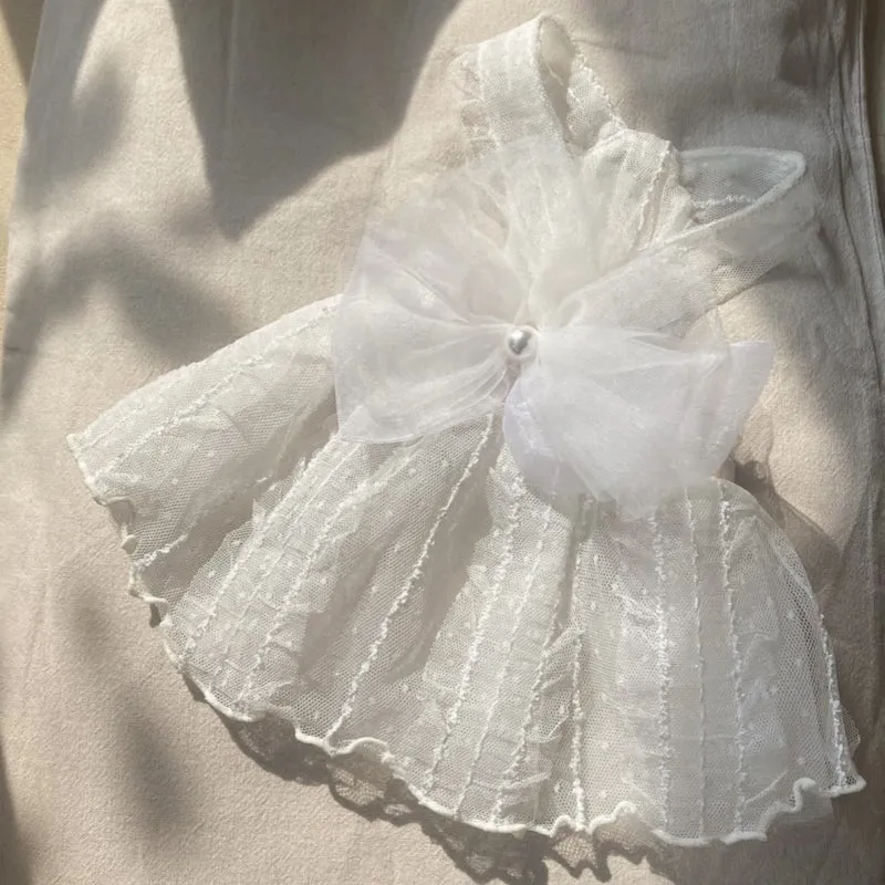 Haustier Tüllspitzenkleid mit Organza und Perlenanhänger
