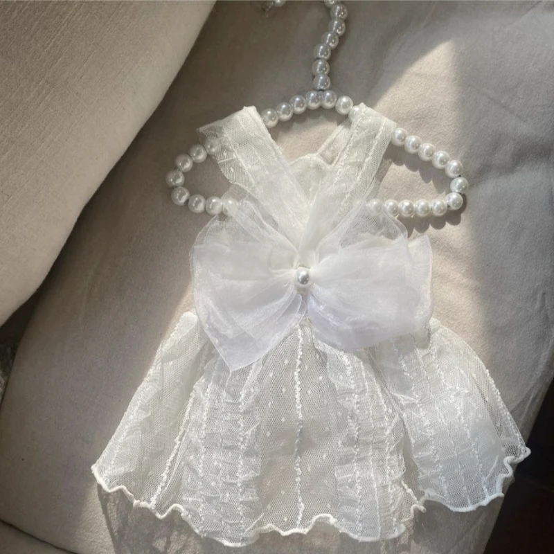 Haustier Tüllspitzenkleid mit Organza und Perlenanhänger
