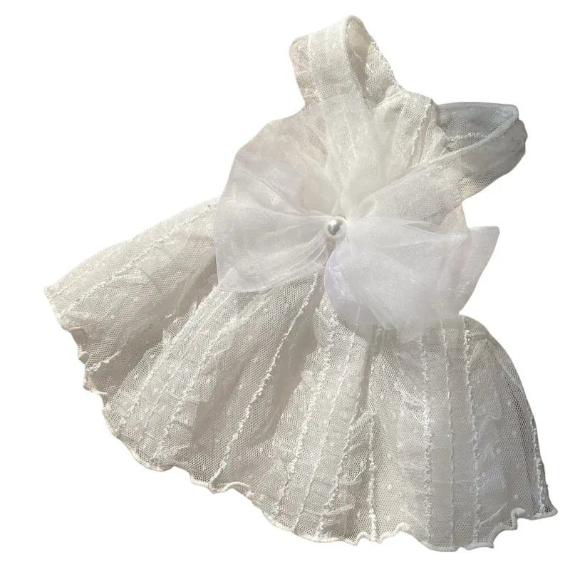 Haustier Tüllspitzenkleid mit Organza und Perlenanhänger