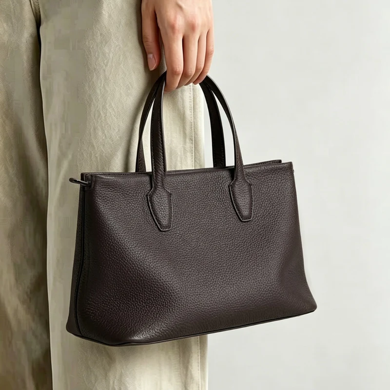 Strukturiert genarbtes Leder Top-Zip Tote Bag
