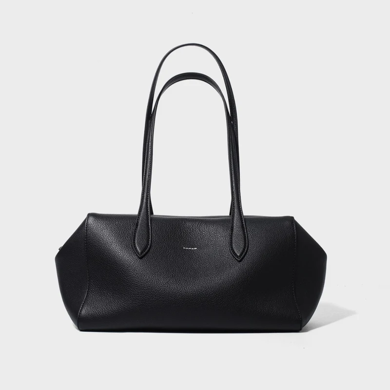 Strukturierte Geprägte Leder Schultertasche mit Langen Trägern