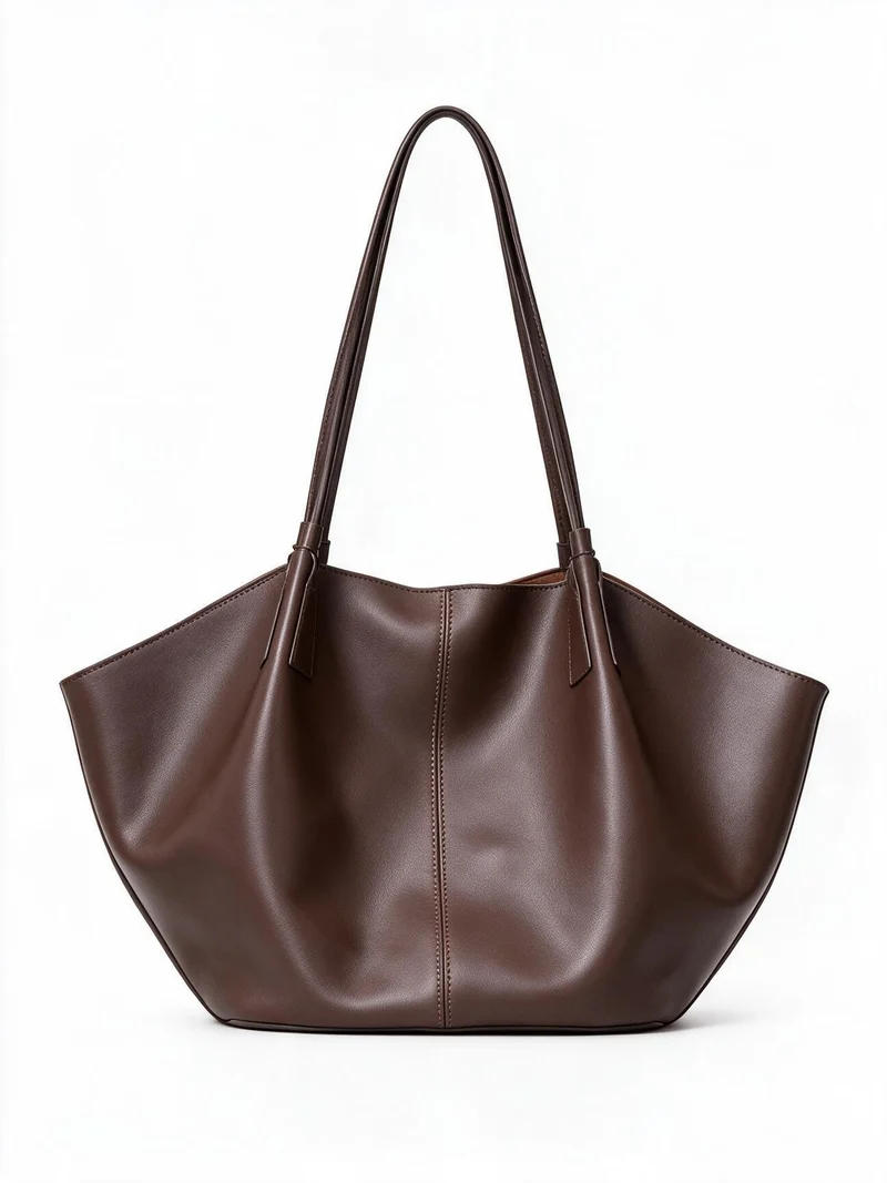 Lässiger skulpturaler Offene-Top Schultertasche mit Mittelnaht