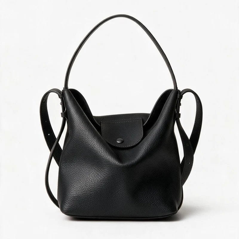 Gepunktetes Leder Schlampige Hobo Bucket Bag mit verstellbarem Riemen