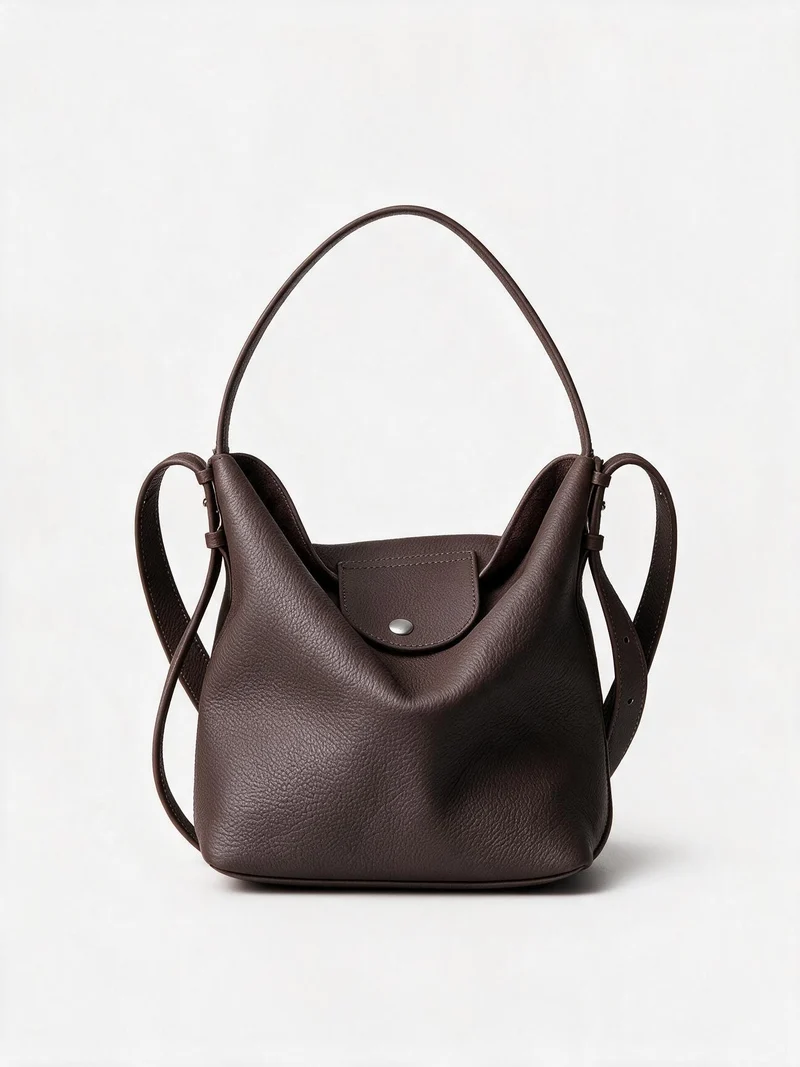 Gepunktetes Leder Schlampige Hobo Bucket Bag mit verstellbarem Riemen