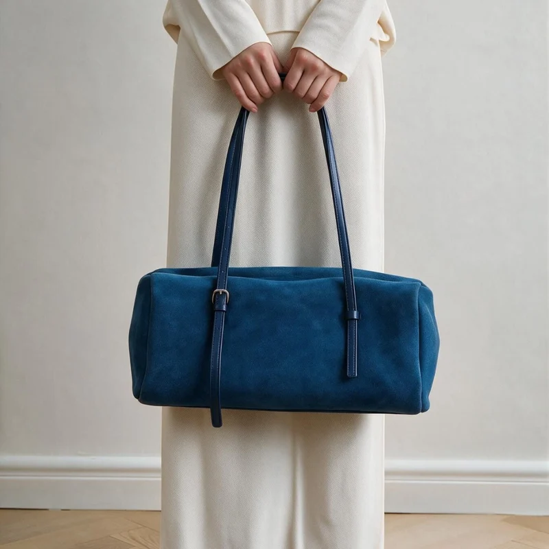 Lange-Träger Wildleder Box Tote Tasche