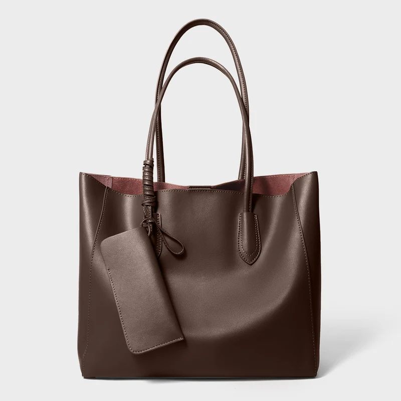 Leder strukturierte Tragetasche mit abnehmbarem Beutel