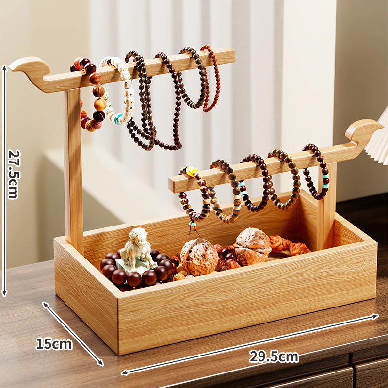 Holz Zweiseitiges Armbanddisplay und Schmuckorganisator Tray mit Aufbewahrungsbox