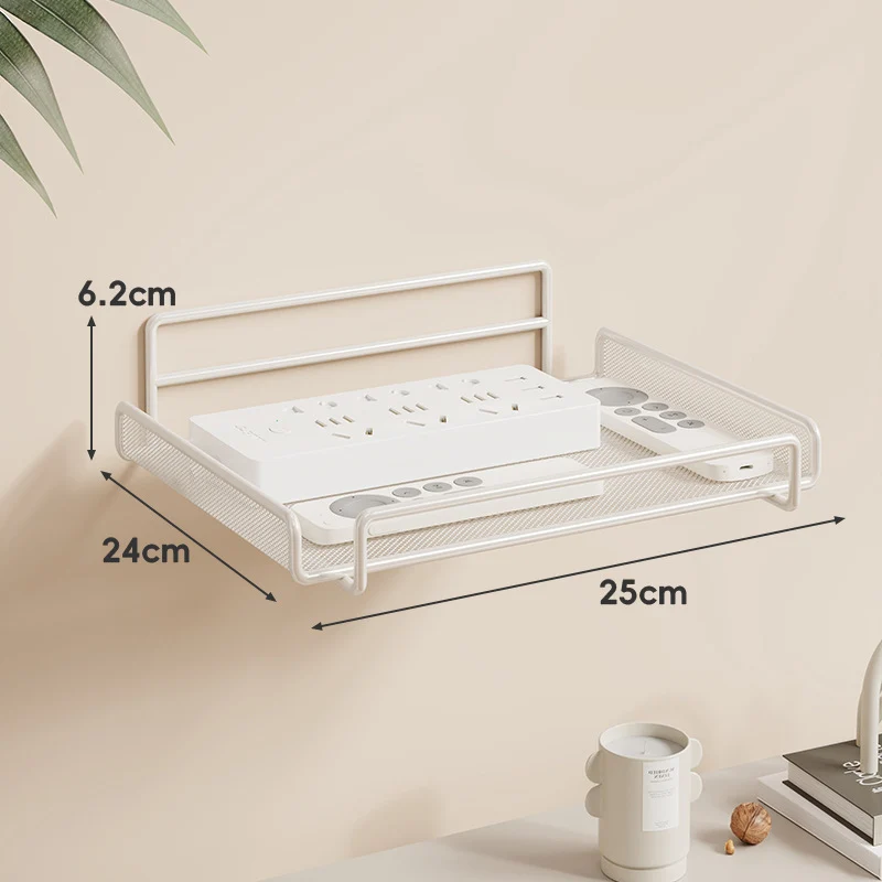 Wandmontierter Zwei-Ebenen Belüfteter Mesh Router und Power Strip Organizer