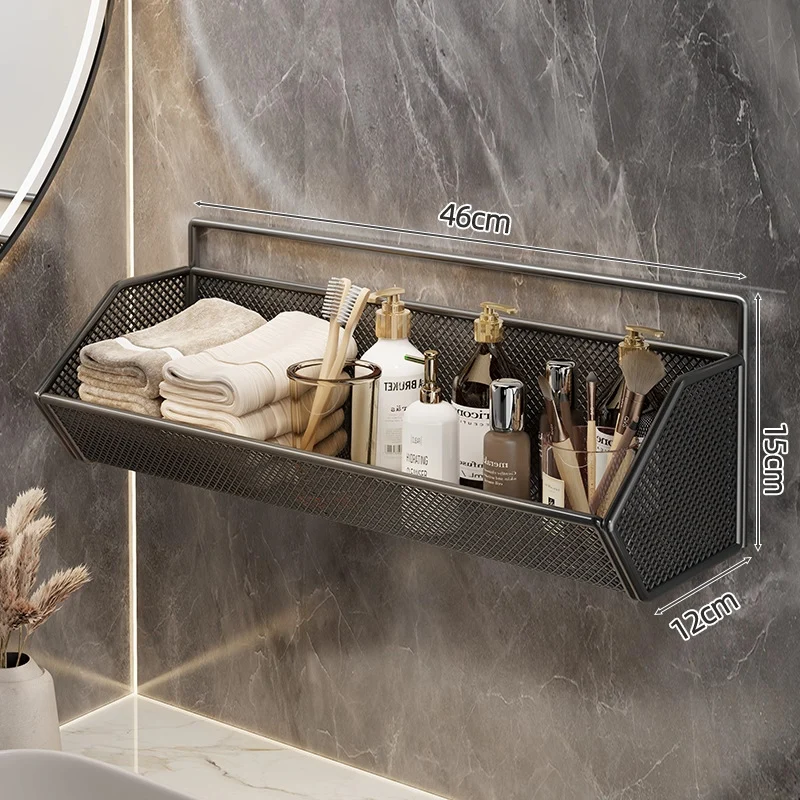 Wandmontierter Mesh-Badezimmer-Organizer-Regal
