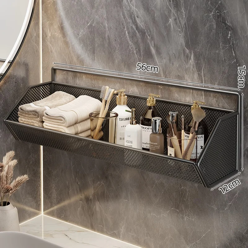 Wandmontierter Mesh-Badezimmer-Organizer-Regal