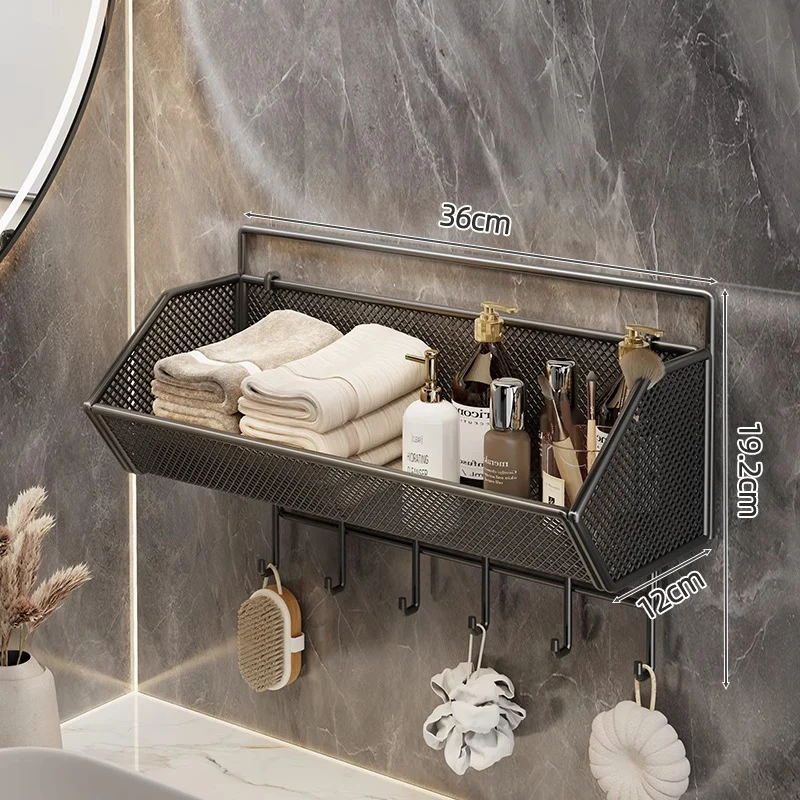 Wandmontierter Mesh-Badezimmer-Organizer-Regal