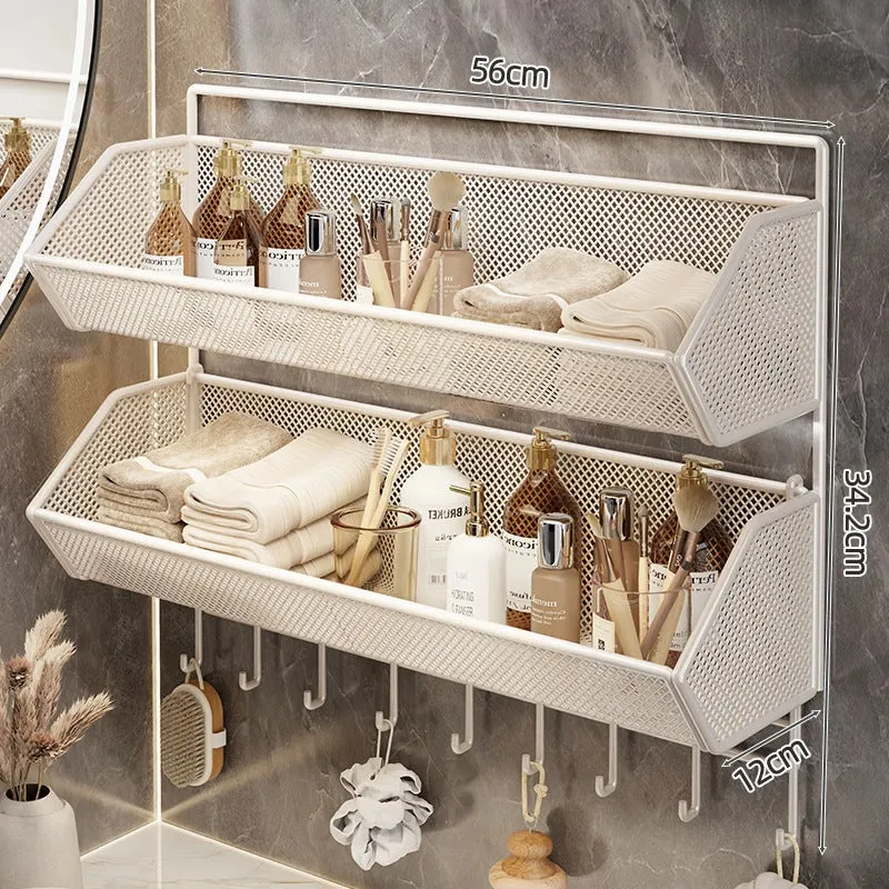 Wandmontierter Mesh-Badezimmer-Organizer-Regal