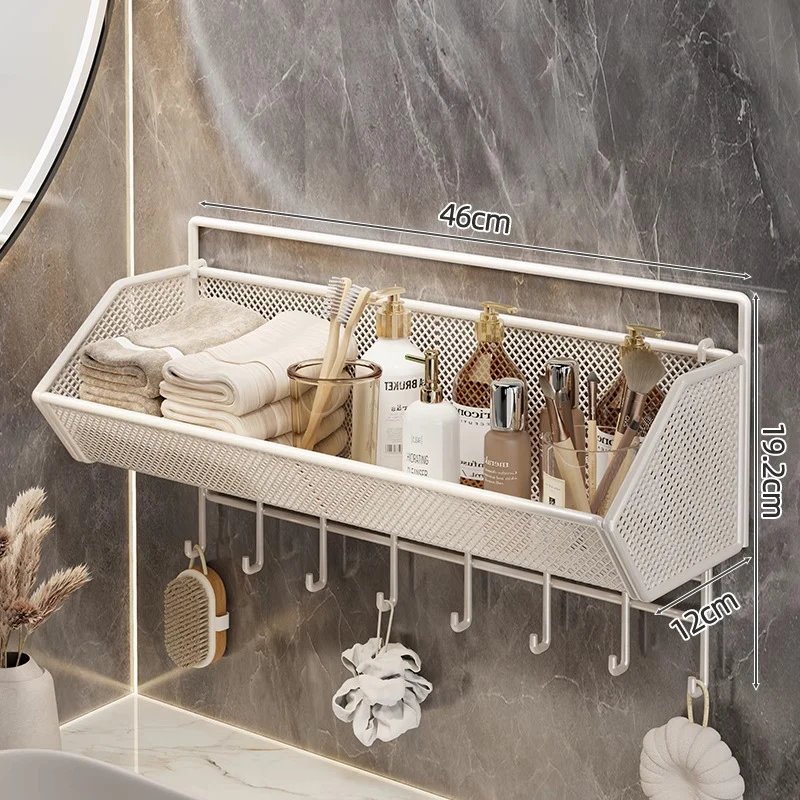 Wandmontierter Mesh-Badezimmer-Organizer-Regal
