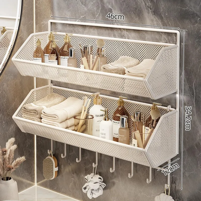 Wandmontierter Mesh-Badezimmer-Organizer-Regal