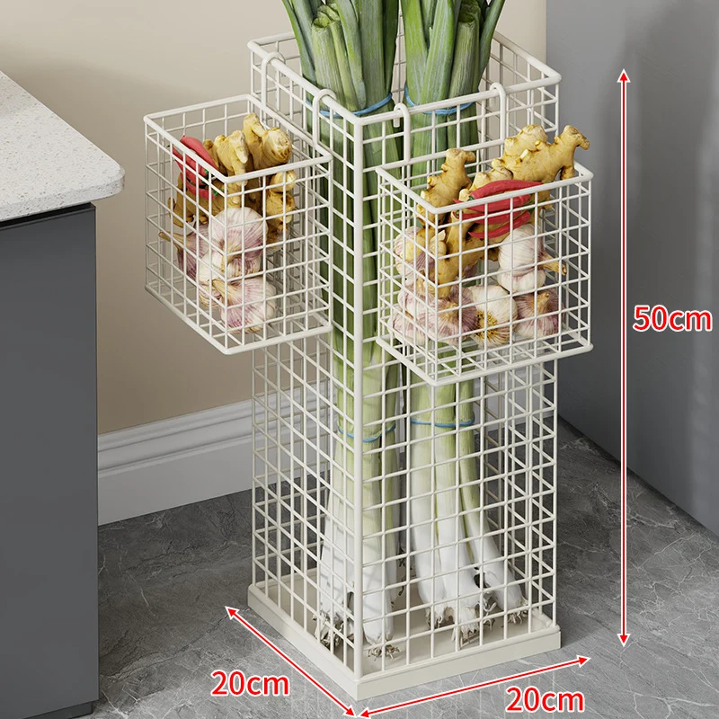 Vertikaler Metall-Obstlager-Turm mit abnehmbarem Seitenkorb