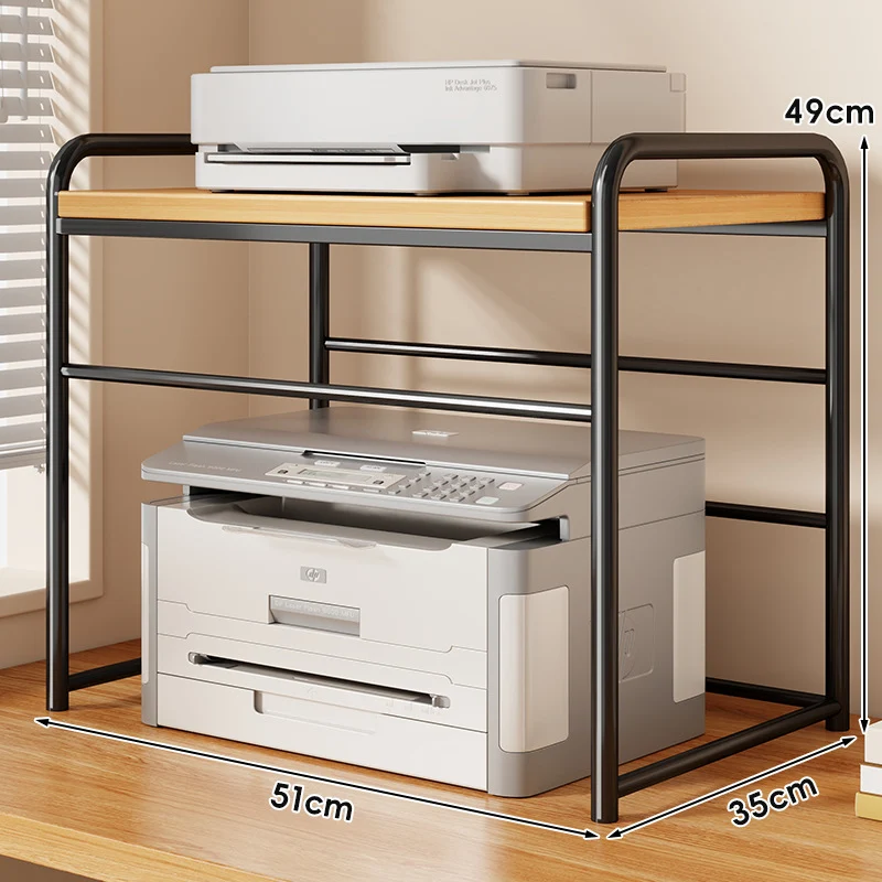 Zwei-Tier Metall- und Holzdruckerstand mit schiebbarer Mesh-Schublade und Unterregal-Speicher