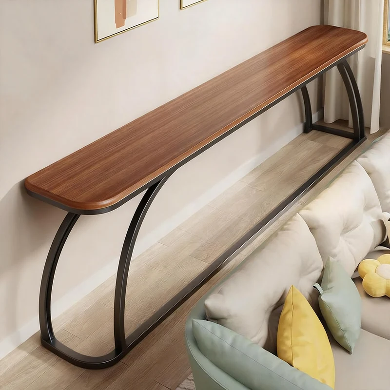 Schlanke Metallkonsole mit Holzoberfläche für Sofa-Rücken und Flur