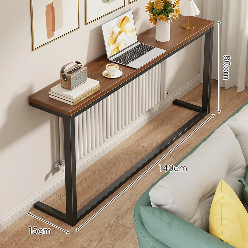 Schlanke Metallkonsole mit Holzoberfläche für Sofa-Rücken und Flur
