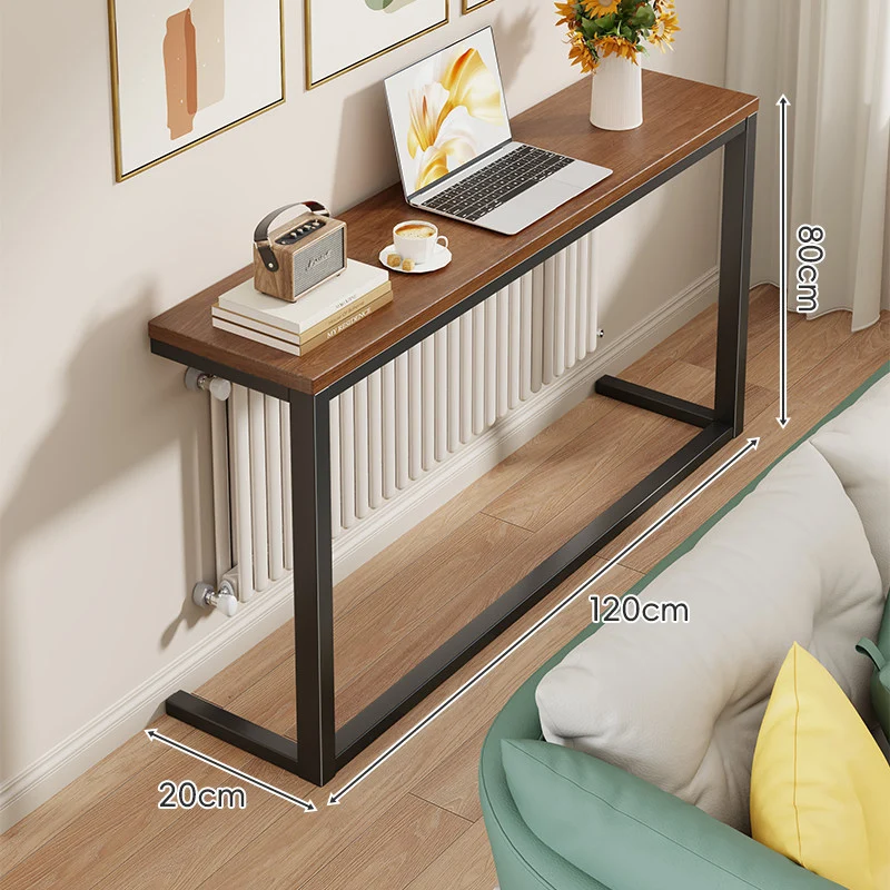 Schlanke Metallkonsole mit Holzoberfläche für Sofa-Rücken und Flur