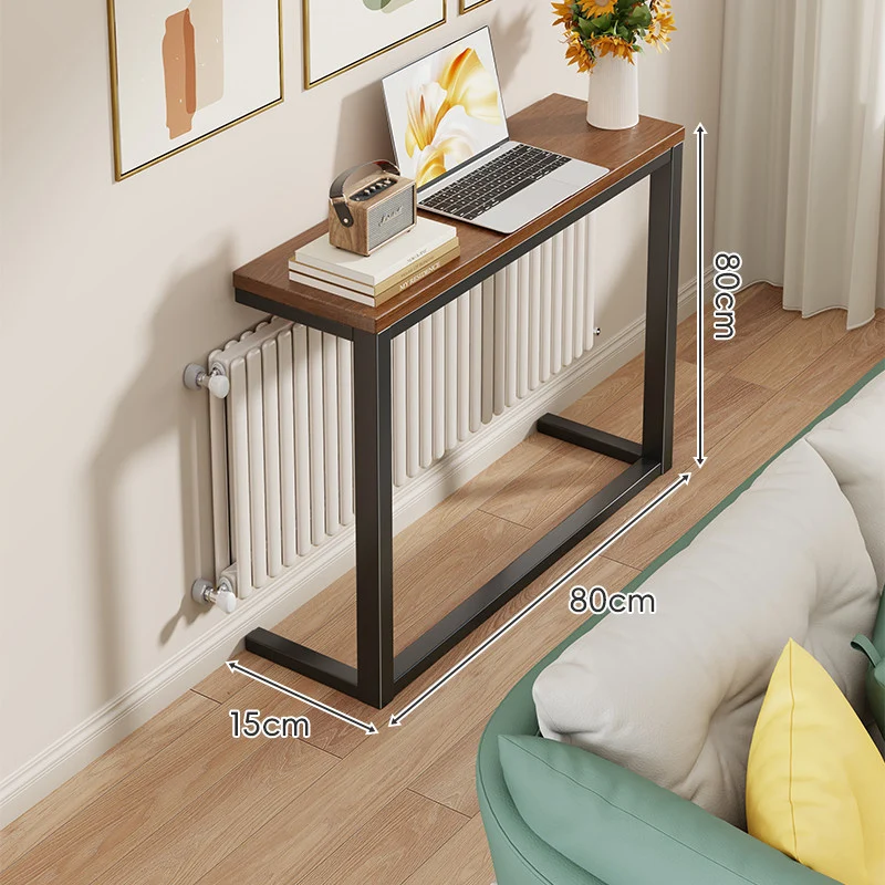 Schlanke Metallkonsole mit Holzoberfläche für Sofa-Rücken und Flur