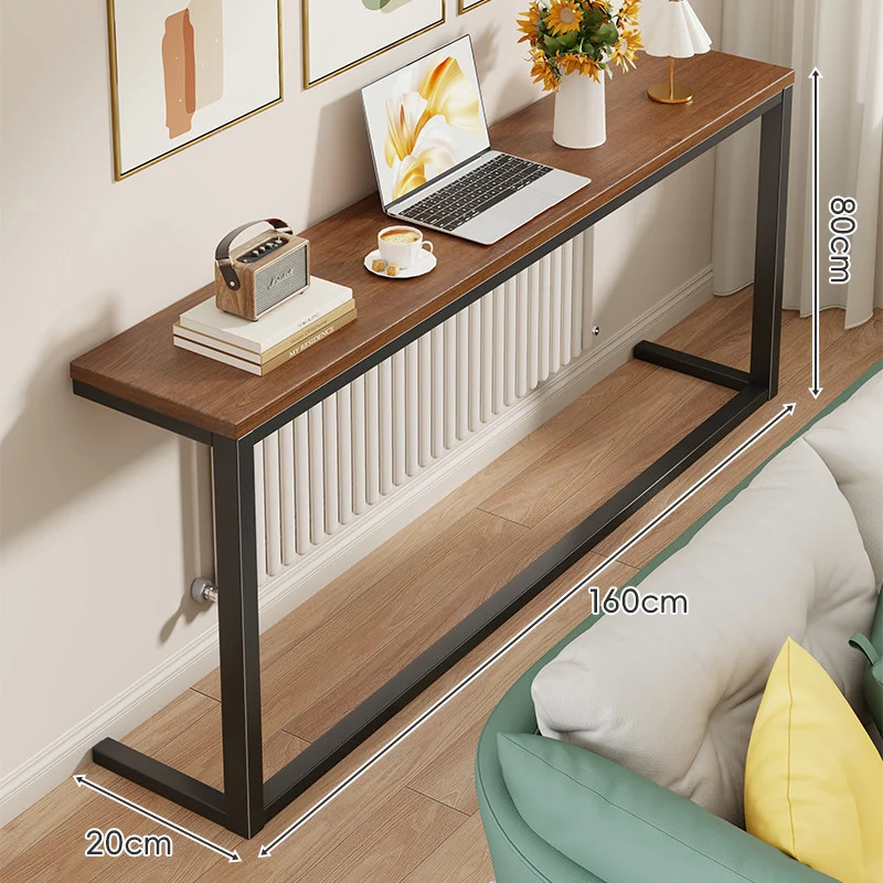 Schlanke Metallkonsole mit Holzoberfläche für Sofa-Rücken und Flur