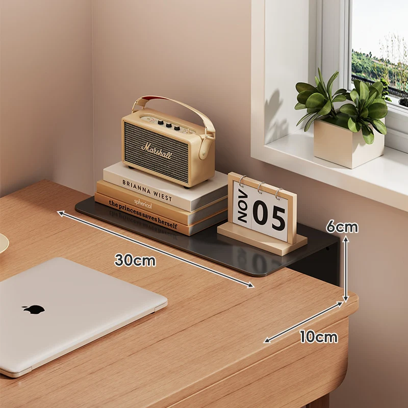 Slim schwebendes wandmontiertes Schreibtischregal Monitorerhöhung mit eleganter, gehärteter Glasoberfläche