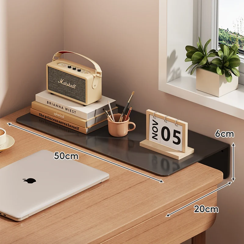Slim schwebendes wandmontiertes Schreibtischregal Monitorerhöhung mit eleganter, gehärteter Glasoberfläche