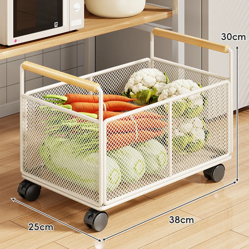 Rollwagen aus Mesh mit Holzgriffen