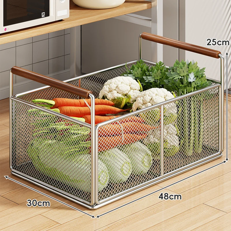 Rollwagen aus Mesh mit Holzgriffen