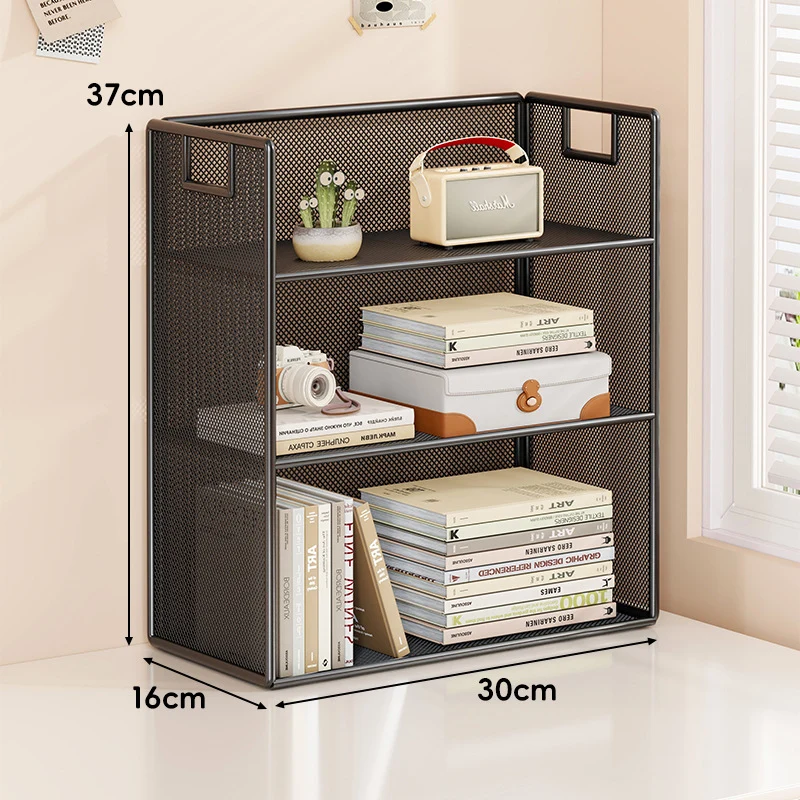 Perforiertes Metall Zwei-Ebenen Schreibtisch-Organizer-Regal mit integrierten Tragegriffen