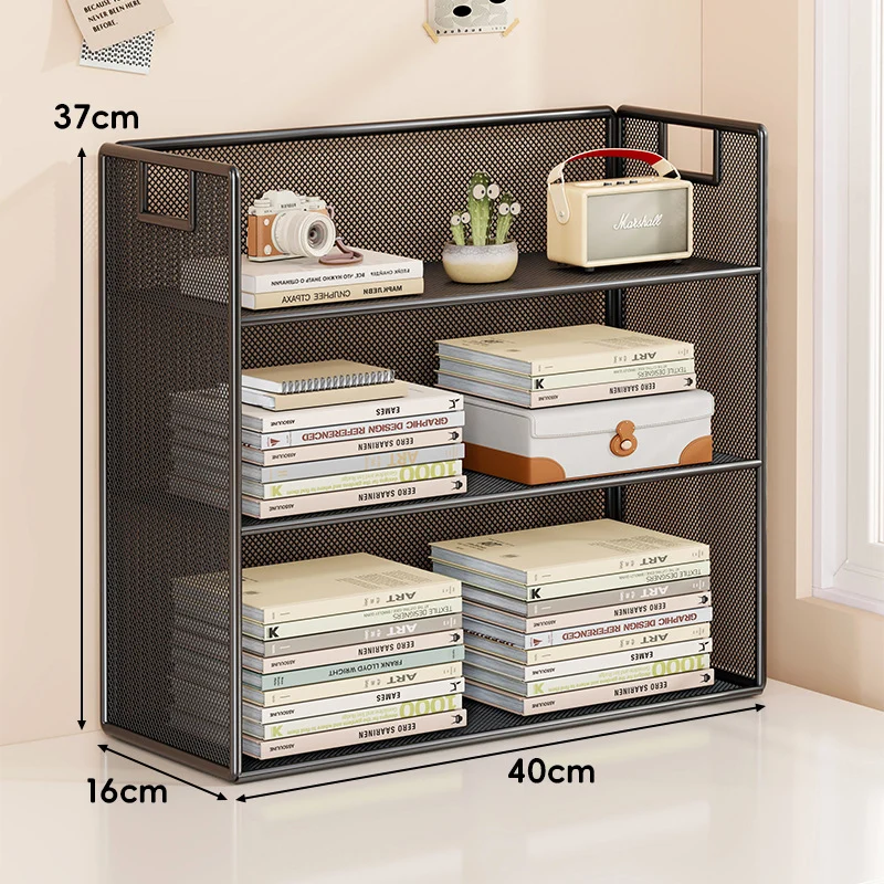 Perforiertes Metall Zwei-Ebenen Schreibtisch-Organizer-Regal mit integrierten Tragegriffen