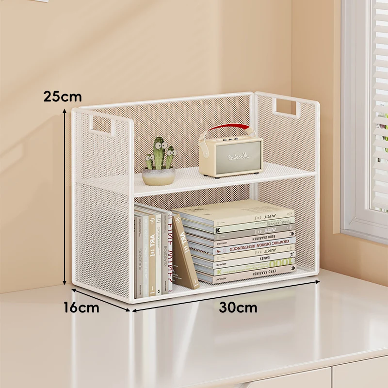 Perforiertes Metall Zwei-Ebenen Schreibtisch-Organizer-Regal mit integrierten Tragegriffen